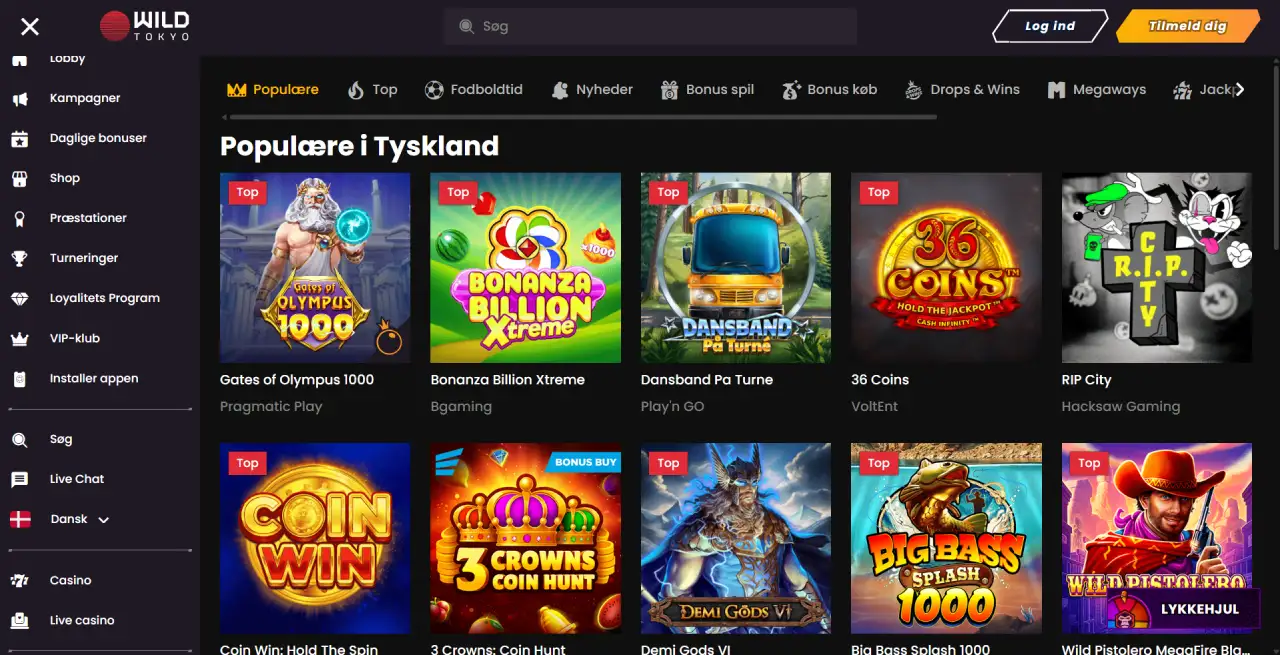 Spil hos Wild Tokyo Casino